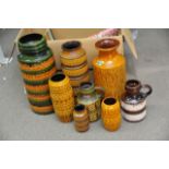 A collection of large West German pottery vases an