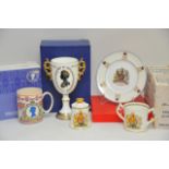 A collection of five boxed Commemorative ware item