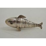 A Continental white metal silver articulated fish.