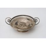 Twin handled silver tazza with Sheffield hallmarks