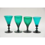 Four 18th and 19th green drinking glasses includin