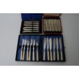 Case set of six fruit knives silver Sheffield hall