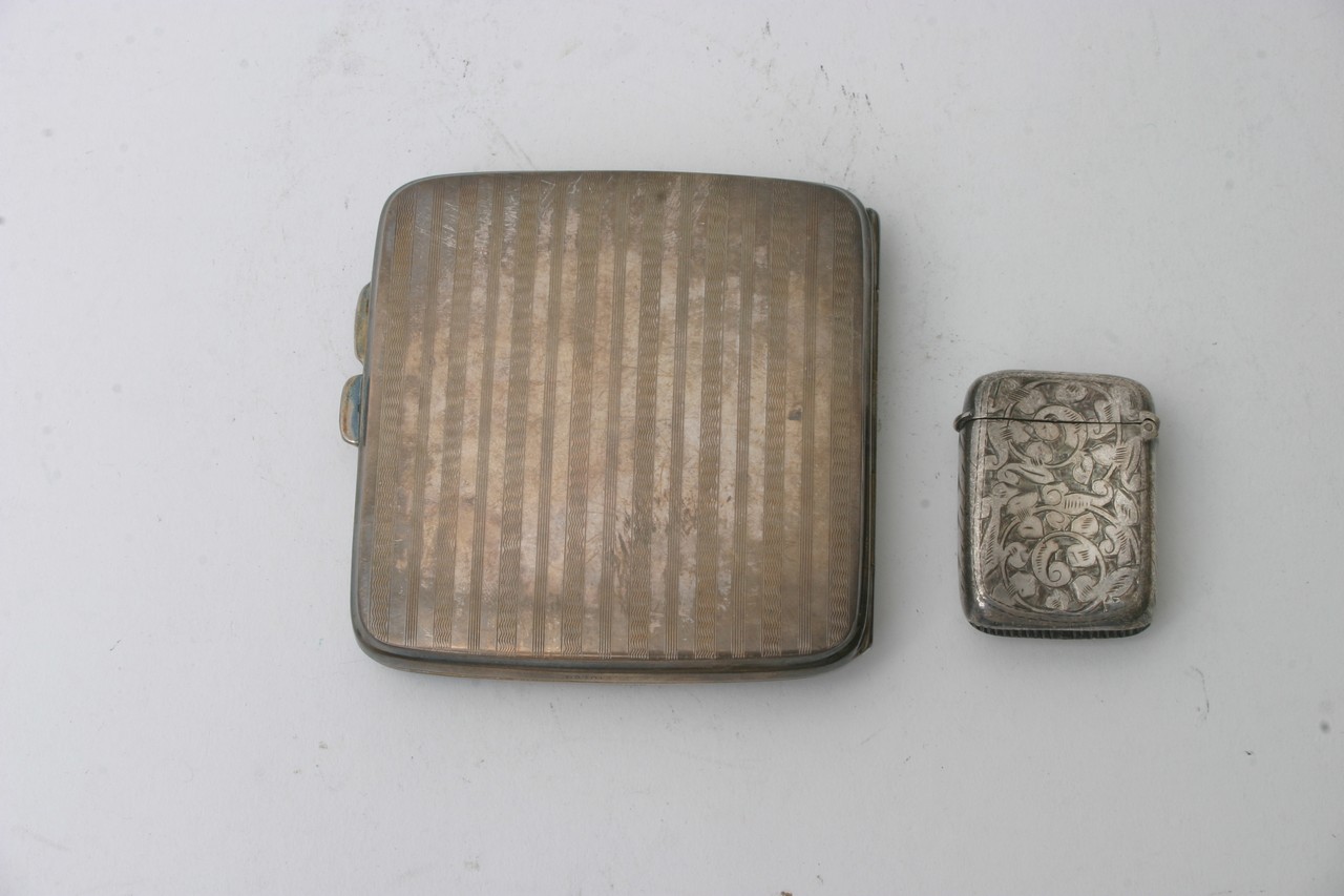 A silver cigarette case, Birmingham hallmarks and - Image 2 of 2