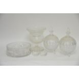A collection of cut glass including vases and bowl