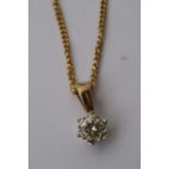 A 9ct gold diamond necklace, approx 1.5g.