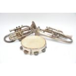 Two silver plated cornets by Besson and Sons, and