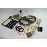 A silver backed dressing table set, manicure set,