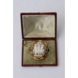 A Victorian oval cameo in fitted case depicting th