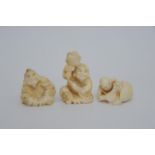 Three late 19th century Ivory carvings in the for