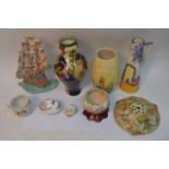 A small collection of ceramics Art Deco vases and