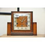 An Oak cased Deco style Westminster chime Mantel c