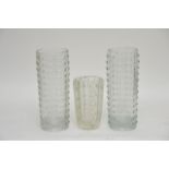 A pair of Czech Rosice clear glass vases designed
