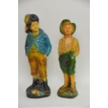 Two 1930 Plaster figures - Boy in shorts