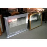 Two gilt framed overmantel mirrors, approx 97cm x