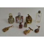 Nine various small perfume bottles