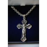 Heavy Silver Fancy Crucifix on chain (Boxed)