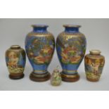 Two pairs of 20th century satsuma vases and a smal