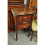 A small Mahogany side chest fitted with three draw