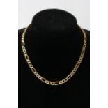 A 9ct gold link necklace set with small chip stone