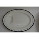 Two large oval Edwardian meat plates with moulded