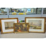 A framed watercolour of grazing cattle signed J.Sc