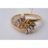 A 9ct yellow gold fancy diamond ring, approx 2.5g