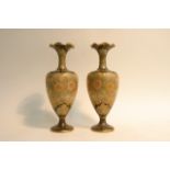 A pair of Carltonware frilled rim, footed vases wi