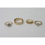 A collection of 9ct gold rings of various design i