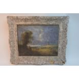 A large framed 19th century oil on canvas landscap