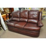 A modern G Plan brown leather sofa, approx width 1
