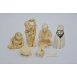 A collection of Ivory 19th century small Okimono J