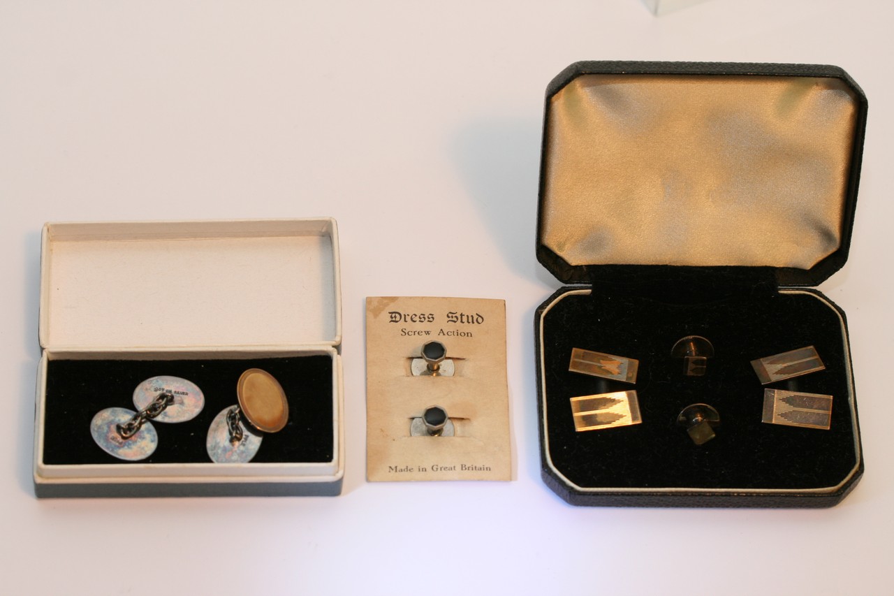 Two sets of silver cufflinks plus Victorian and la - Image 3 of 5