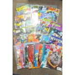 A collection of Marvel and DC comics including X-M