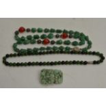 A vintage Jade necklace with silver mounts and app