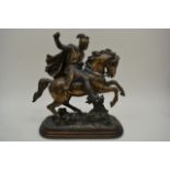 A Spelter figure in the form of a Knight on Horseb
