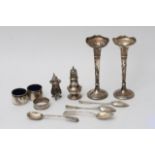 Collection of silver comprising two vases cruet se