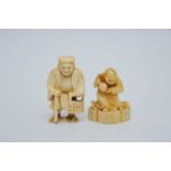 Two late 19th century Japanese Ivory carved Netsu