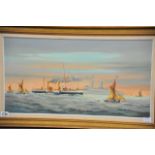 A framed Colin Moore oil on canvas depicting steam