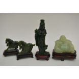 A pair Of smaller Chinese carved Jade horses, a ca