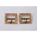 A pair of 9ct gold hallmarked miniature buckles