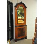 A Victorian corner cabinet with a single mirrored