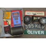 A collection of vintage motoring items including