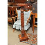 A mahogany bust stand of barley twist form, approx