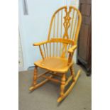 A Modern Pine Rocking chair ,solid seat on turned
