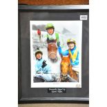 A framed and signed Kieran Fallon horse racing mo