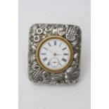 A small silver mounted Victorian clock, Birmingham