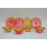 Four Victorian part cranberry fluted bowls and fou