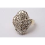 A large diamond cluster ring set in 14ct gold, app