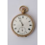 A 9ct gold Swiss made button wind pocket watch 17