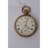 A 9ct button wind JW Benson pocket watch, The enam